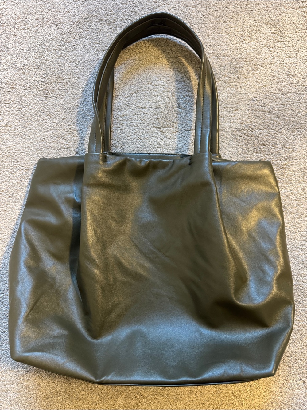 Neiman Marcus Green Tote Bag - Sleek Everyday Carry Faux Soft Leather
